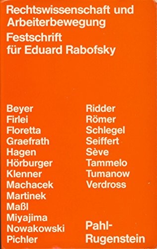 Cover for Rechtswissenschaft und Arbeiterbewegung