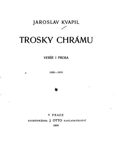 Cover for Trosky chrámu: verše i prosa 1888-1899