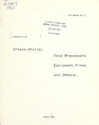 Cover for A directory of freeze-drying