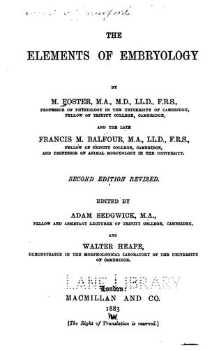 Cover for The elements of embryology