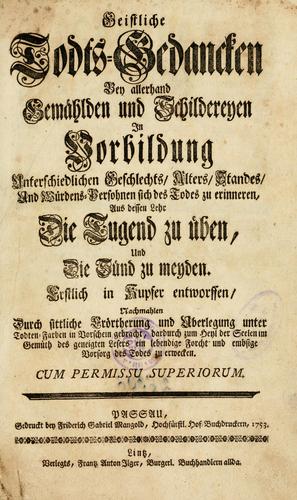 Cover for Geistliche Todts-Gedancken
