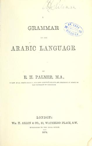 Cover for A grammar of the Arabic language