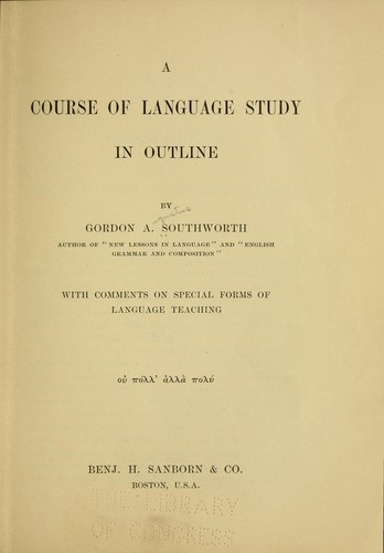 Cover for A course of language study in outline