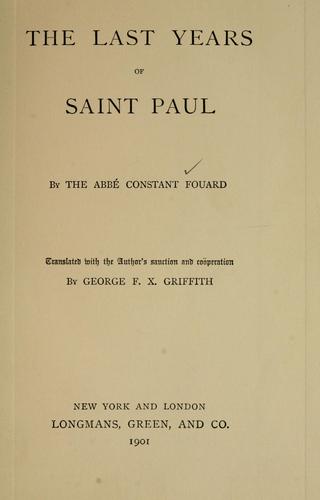 Cover for last years of Saint Paul