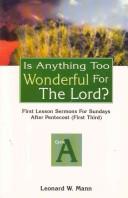 Cover for Is anything too wonderful for the Lord?