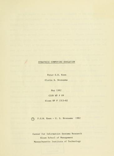 Cover for Strategic computing education