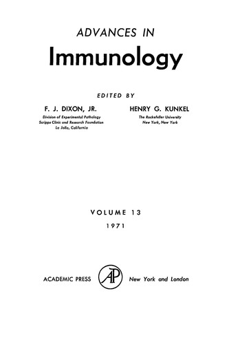 Cover for Advances in immunology