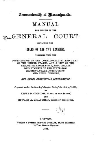 Cover for A Manual for the Use of the General Court