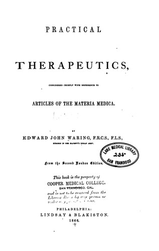 Cover for Practical therapeutics: Considered Chiefly with Reference to Articles of the Materia Medica
