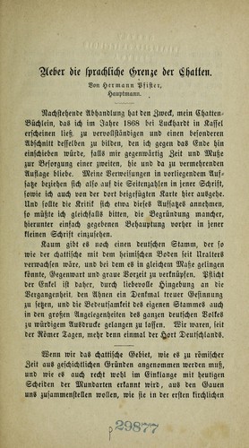 Cover for Ueber die sprachliche Grenze der Chatten