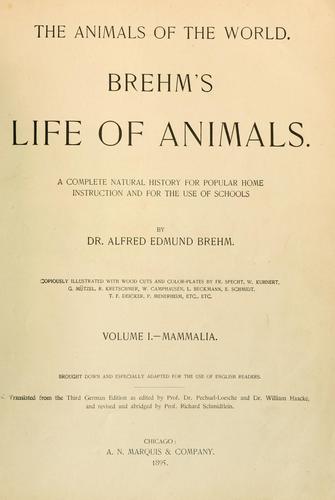 Cover for Brehm's Life of animals