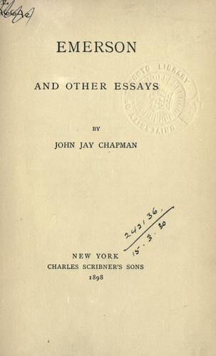 Cover for Emerson, and other essays.