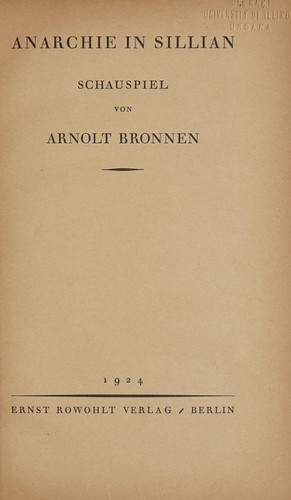 Cover for Anarchie in Sillian