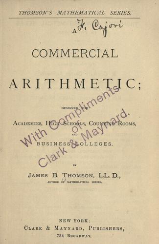 Cover for A commercial arithmetic