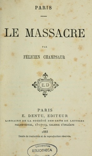 Cover for Le Massacre
