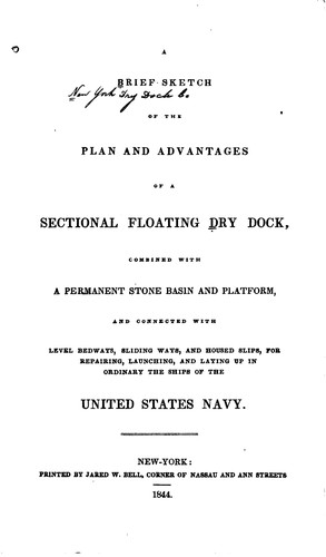 Cover for A Brief Sketch of the Plan and Advantages of a Sectional Floating Dry Dock ...