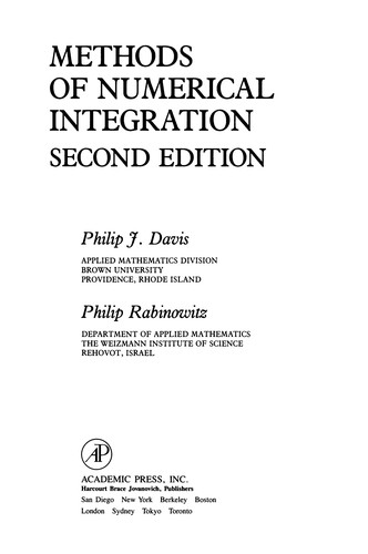 Cover for Methods of numerical integration