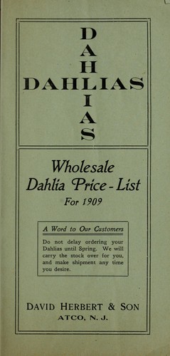 Cover for Wholesale dahlia price-list for 1909