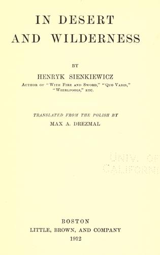 Cover for In desert and wilderness