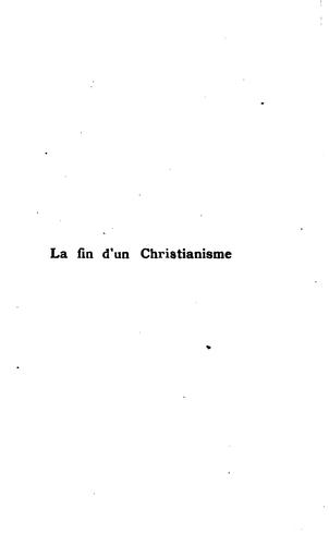 Cover for La fin d'un christianisme: trois conférences