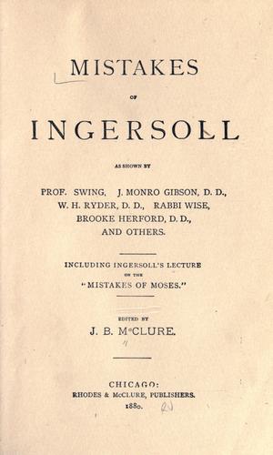 Cover for Mistakes of Ingersoll, as shown