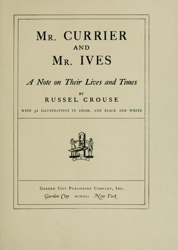 Cover for Mr. Currier and Mr. Ives