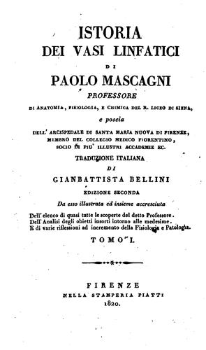 Cover for Istoria dei vasi linfatici