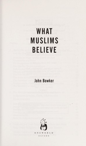 Cover for What Muslims believe