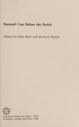 Cover for Pastoral care before the parish