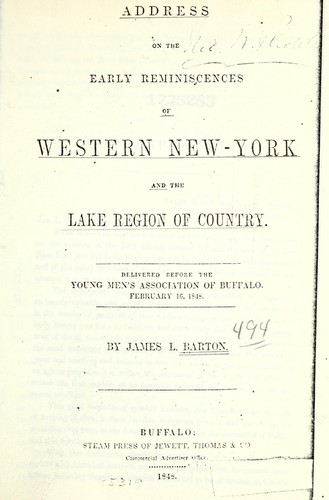 Cover for Address on the early reminiscences of western New York and lake region of country