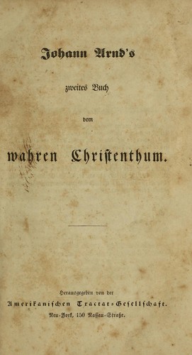 Cover for Johann Arnd's erstes Buch vom wahren Christenthum
