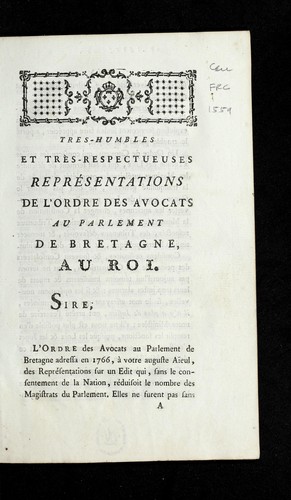 Cover for Tres-humbles et tre  s-respectueuses repre sentations