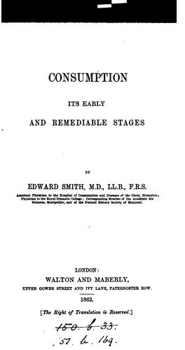 Cover for Consumption; its early and remediable stages.