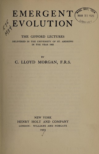 Cover for Emergent evolution