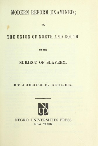 Cover for Modern reform examined