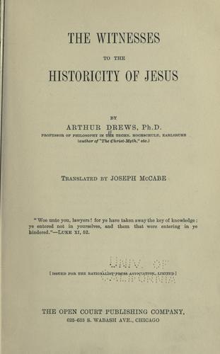 Cover for The witnesses to the historicity of Jesus