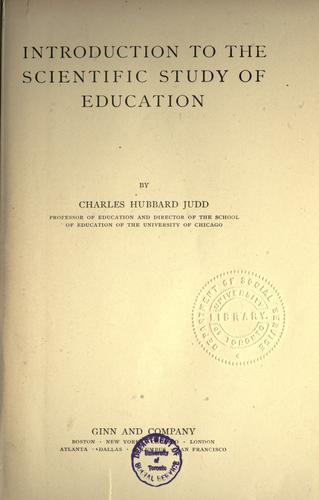 Cover for Introduction to the scientific study of education