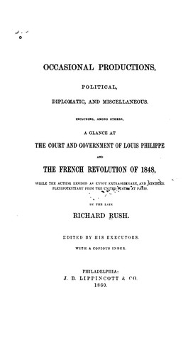 Cover for Occasional Productions, Political, Diplomatic, and Miscellaneous: Including, Among Others, a ...