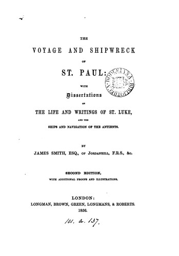 Cover for The Voyage and Shipwreck of St. Paul: With Dissertations on the Life and Writings of St. Luke ...