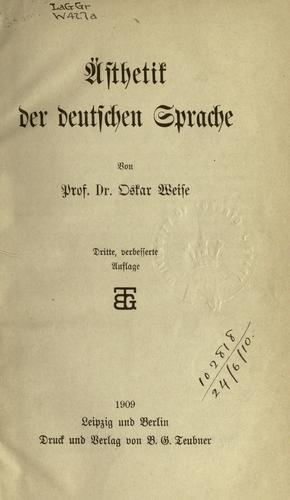 Cover for Ästhetik der deutschen Sprache.