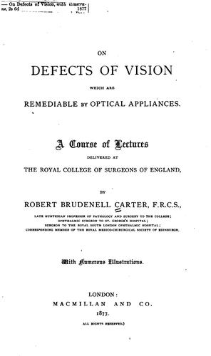 Cover for On defects of vision which are remediable by optical appliances