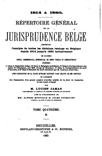 Cover for Répertoire décennal de la jurisprudence belge, 1900 à 1910: contenant l'analyse de toutes les ...