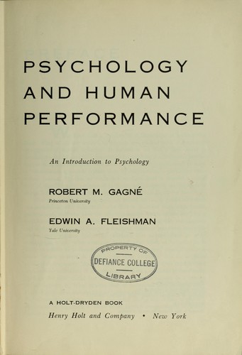 Cover for Psychology and human performance