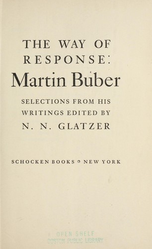 Cover for The way of response: Martin Buber