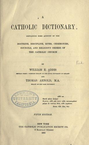 Cover for A Catholic dictionary