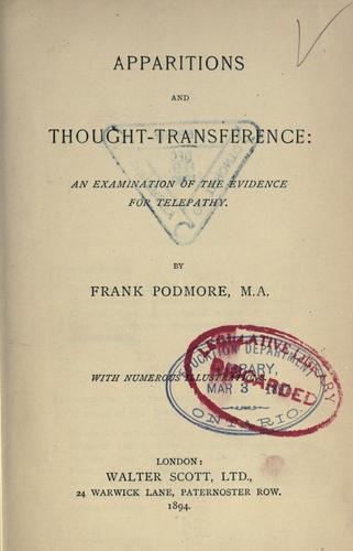 Cover for Apparitions and thought-transference