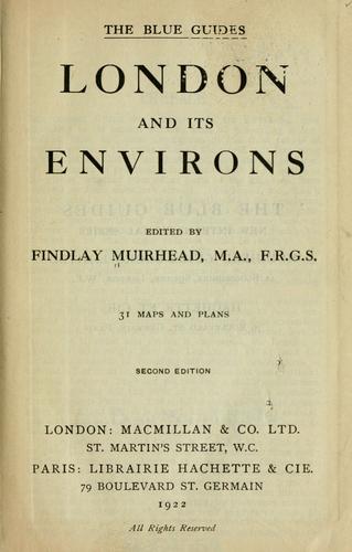 Cover for London and its environs