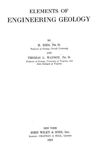 Cover for Elements of engineering geology