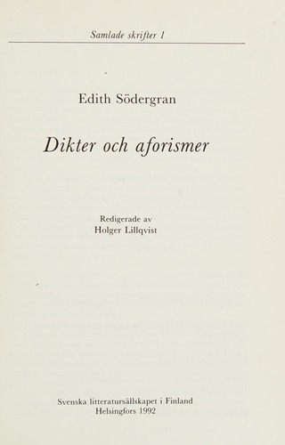Cover for Dikter och aforismer