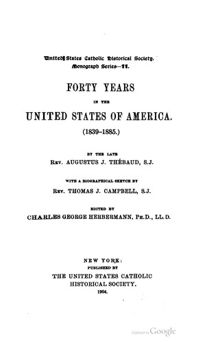 Cover for Monograph Series - United States Catholic Historical Society